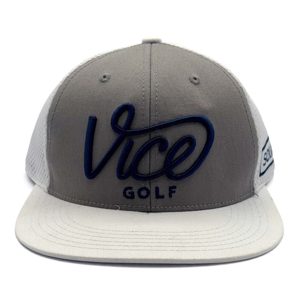 Vice Golf Squad Snapback Hat Gray White Navy Mesh Trucker Cap Flat Bill